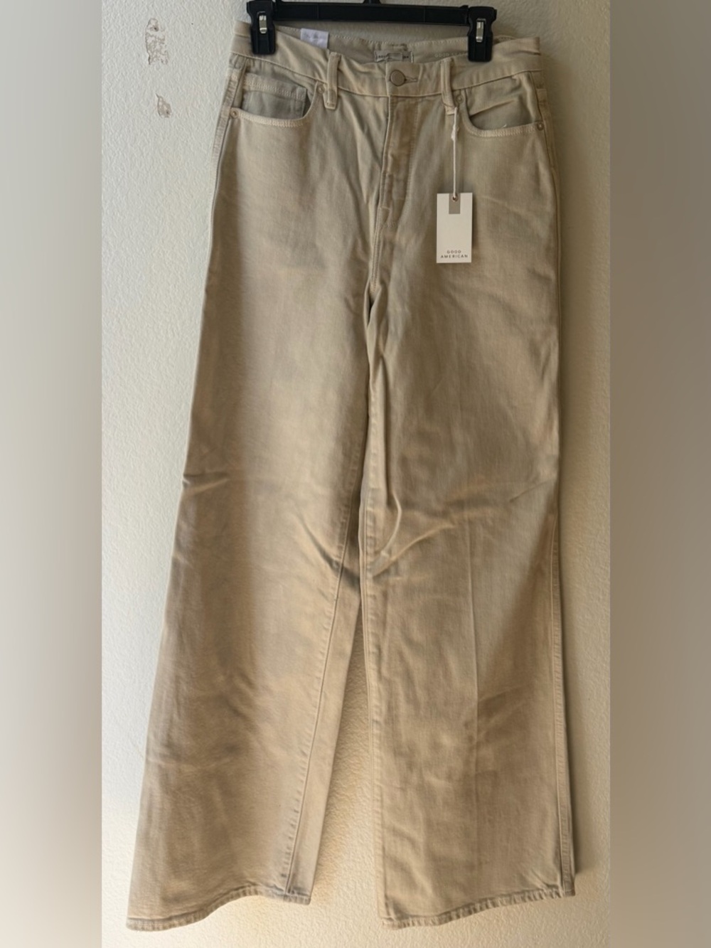 Good American Wide-Leg Chinos in Light Tan